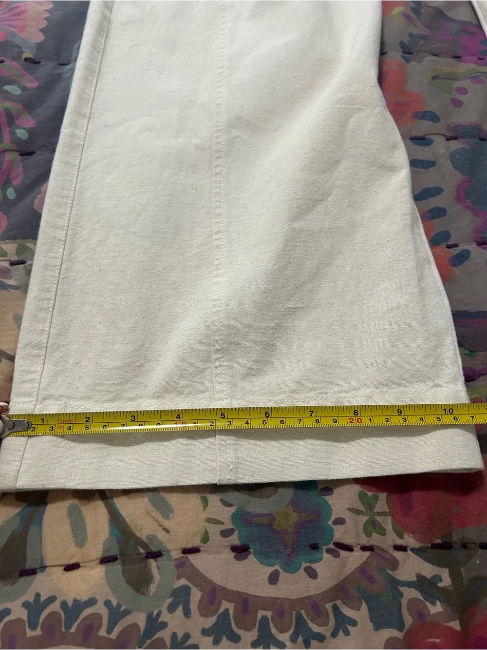 Unique High-Rise Wide Leg Harem Cream Pants w/Tie Waist and Welt Pockets